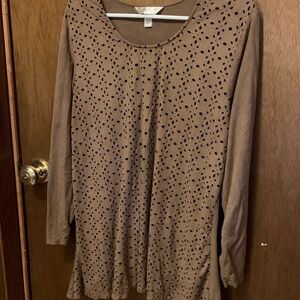 Krazy Kat Brown Top with cut out detail and black lining front only